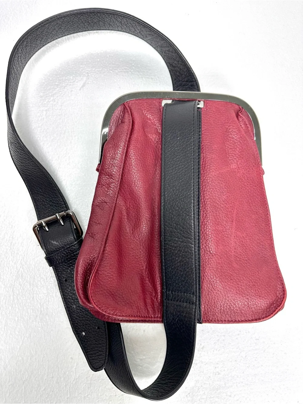 Vintage L.A.M.B. Red and Black Pebbled Leather One Shoulder Sling Back